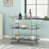 Bridger Modern 3 Tier Bar Cart With Glass Shelving By Christopher Knight Home - 34.00" L X 18.50" W X 31.50" H - Iron/Glass - Silver + Black -Elegance Barware 9c469602 c2e3 4c56 9046 5d59c6d780eb