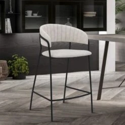 Nara 26" Faux Leather And Metal Counter Height Bar Stool - Blue -Elegance Barware 9d2417d2 951e 412b 96a5 3a0524a41744