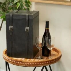 Leather Modern Wine Holder - 9 X 5 X 16 - Blue -Elegance Barware 9e124acb 5a56 4ef6 9da7 1fdd707c4da4