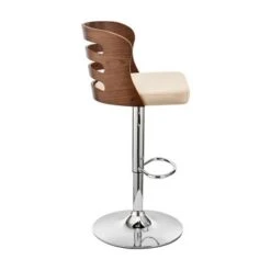Khalia Adjustable Swivel Faux Leather And Wood Bar Stool With Metal Base - Grey And Black -Elegance Barware 9e17086d e241 48d9 836b 20e1637f7b59