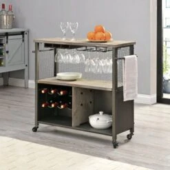 FirsTime & Co. Chandler Farmhouse Kitchen Cart - Silver