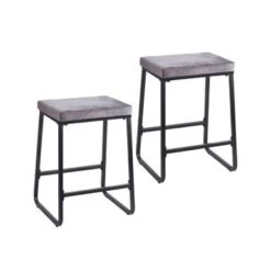 Porthos Home Saga Counter Stools Set Of 2, Velvet Upholstery, Iron Legs - Grey -Elegance Barware 9fe01af5 85b9 422b aeb8 352b618c5b18