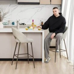 Glitzhome Set Of 2 41"H Modern Tapered Leg High Bar Stools - Brown -Elegance Barware a0751fc5 cd79 4b6c bf98 2451a8a33e55