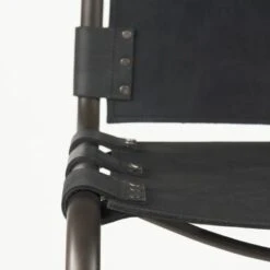 Berbick Black Genuine Leather W/Dark Grey Frame Counter Stool - Single - Dark Brown - Counter Height -Elegance Barware a0cc5335 5bc6 4f81 ac9a d7f9edfc2ed4