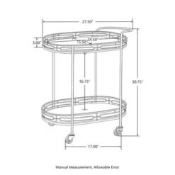 Silver Orchid Marsh Oval Mirrored Glass Top New Bar Cart With Wheels - Black -Elegance Barware a101e662 16c2 4bc9 8346 9468c3b75523