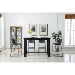 Roundhill Furniture Bronco Antique Wood Finished Bar Dining Set: Table And Four Bar Stools - Brown -Elegance Barware a115ad46 05cc 47fb 8c76 7de02b2e28b4