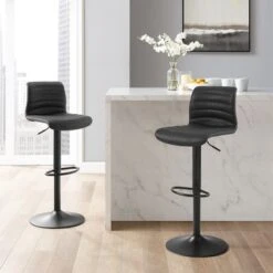 Wyatt Adjustable Height Swivel Stool - 17"d X 17"w X 42.13"h - Single - Distressed Black - Bar Height -Elegance Barware a1517494 2c1a 42cf afbb 012b0ad32a9c