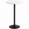 Homall Bistro Pub Table Round Bar Height Cocktail Table Metal Base MDF Top Obsidian Table With Black Leg 23.8inch Top - White