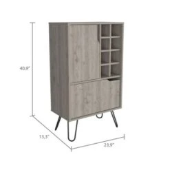 FM Furniture Sheffield L Bar Cabinet With 2 Doors, 4 Inner Shelves, 8 Cubbies, And Hairpin Legs - Laminate -Elegance Barware a1cb74c3 8a7c 4c51 8baa 13e4bec04d60