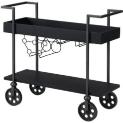 FirsTime & Co. Factory Row Industrial Farmhouse Wheeled Bar Cart - Gray -Elegance Barware a2b015aa 895c 4936 b037 07539b133092