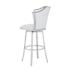 Somette Nana Swivel Barstool With Design Back - White -Elegance Barware a3aef163 5b86 4dbf bd83 4c27c88f60f3