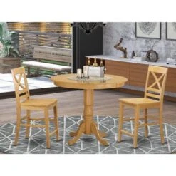 East West Furniture - Rubberwood Counter-height Pub Set - A Table And Counter Height Chairs (Color Options Available) - TRQU3-BLK-W -Elegance Barware a40d2e34 a3ff 477c 8bd6 0afd931a4fd3