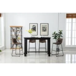 Roundhill Furniture Bronco Antique Wood Finished Bar Dining Set: Table And Four Bar Stools - Brown -Elegance Barware a43f2598 6925 467a a4db e75a84df550f
