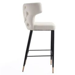 Ceets Holguin Mid-century Modern Leather Barstool - Off-White -Elegance Barware a48ace4e 5251 48dd 9dee 56197ed13b6e