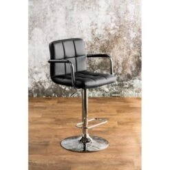 Leatherette And Metal Bar Stool - Grey -Elegance Barware a4e9390c fd84 49e9 9a34 3ff9a341b171
