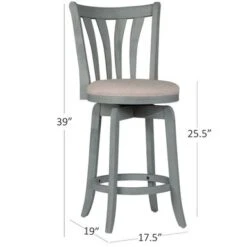 Hillsdale Furniture Savana Wood Upholstered Swivel Stool - White With Cream - Bar Height - 29-32 In. -Elegance Barware a517db76 3fa4 40d5 885d 39aea7ebf8cc
