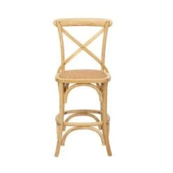 Porthos Home Ziva Counter Stools Set Of 2, Elm Wood With Woven Rattan - Nature -Elegance Barware a51b7e55 dd9f 4f99 96dc e5fcabbfe4b6