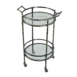 A&B Home Twig Silver Antique 2-Tier Bar Cart - Aluminum - Silver Antique