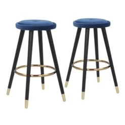 Silver Orchid Cavalier Counter Stool - Set Of 2 - Blue