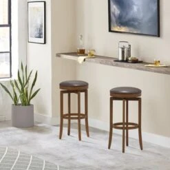 Hillsdale Furniture Brendan Wood Backless Swivel Stool, Brown Cherry - Brown Cherry - Bar Height -Elegance Barware a6198861 629c 4a8e 8b8f eef19621721c