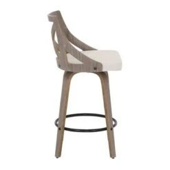 The Gray Barn Charlotte 26" Fixed-Height Counter Stool With Round Footrest (Set Of 2) - Grey Fabric/Light Grey Wood/Black Footrest -Elegance Barware a6c79411 a629 4309 8827 eda5490044cc