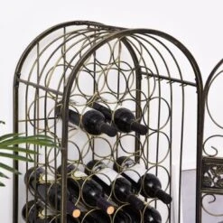 HOMCOM 45 Bottle Wrought Iron Wine Rack Jail With Lock - Antique Bronze - 17.5*14.25*52 - Bronze -Elegance Barware a73e2a35 d0d7 47d4 bf15 09ca0473988b