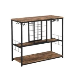 Wine Rack Table With Glass Holder, Wine Bar Cabinet With Storage - Black -Elegance Barware a7605d2b fc14 4c26 a76f 55de3bdf6a90