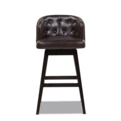 Jennifer Taylor Home Davidson Faux Leather Swivel Low Back Counter And Bar Stool - Set Of 2 - Vintage Black Brown Faux Leather - Bar Height -Elegance Barware a7a2c2fd 010c 408b 9e0d 6dafc4357584