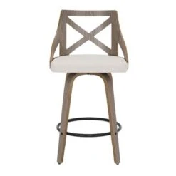 The Gray Barn Charlotte 26" Fixed-Height Counter Stool With Round Footrest (Set Of 2) - Grey Fabric/Light Grey Wood/Black Footrest -Elegance Barware a7e9e750 7065 4092 a9bb 7d90d0c8a1b8
