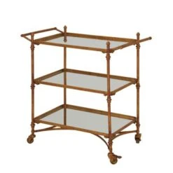 Metal 34-inch X 34-inch Mirror Cart - 35 X 18 X 33 - Brass -Elegance Barware a810e18e 3e12 4fc8 bf7d 1406199ee99d
