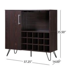 Lochner 15-Bottle Wine And Bar Cabinet By Christopher Knight Home - Sonoma Gray Oak + Black -Elegance Barware a8508c2c 3171 4f49 8fa8 523ed46bb21e