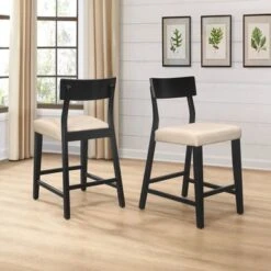 Hillsdale Furniture Knolle Park Wood Counter Height Stool, Set Of 2, Black - 38.5H X 19W X 23.75D - Black And Taupe - Counter Height