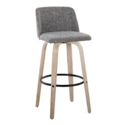 The Gray Barn Vallberga 30" Fixed-Height Bar Stool With White Washed Wood Base (Set Of 2) - Light Green Fabric/Round Black Footrest -Elegance Barware a900021d 1a3e 42a8 87f2 e2de1f54f244