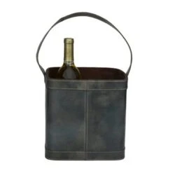 Leather Modern Wine Holder - 9 X 9 X 17 - Red -Elegance Barware a90edd84 27a9 4e11 8d94 4fffb0133421
