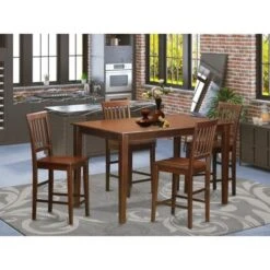 East West Furniture 5-Piece Dining Set - A Wood Kitchen Table And Dining Chairs - Mahogany Finish (Seat's Type Options) - N/A - DUVN5H-MAH-C -Elegance Barware a91ceff2 5243 469b b071 7dff2b2b86a2