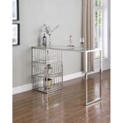 Somette Modern Stainless Steel & Glass Bar - N/A - Stainless Steel - Silver