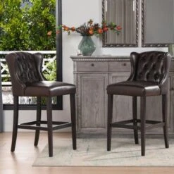 Richmond Faux Leather Armless Wingback Tufted Counter And Bar Stool - Single - Vintage Black Brown - Counter Height -Elegance Barware aaa967f8 d6b9 4300 a11b c6bbec17e21f