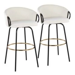 Silver Orchid Battista 30" Fixed-Height Barstool - Set Of 2 - Cream Velvet -Elegance Barware ab2d9f04 8cfb 4b62 8ae5 39d3ef1425f4