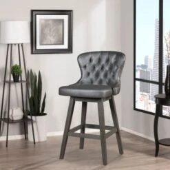 Hillsdale Furniture Rosabella Wood Swivel Stool - Wirebrush Gray - Counter Height -Elegance Barware ab9db0e7 a79c 41c6 9077 f52c85cf4d71