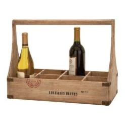 Farmhouse 14 X 18 Inch Wooden 8-Slot Wine Bottle Basket By Studio 350 - Brown -Elegance Barware ac2d4347 e956 4d09 bb32 29f5df702ba2