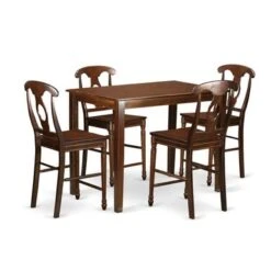 East West Furniture Acacia Wood 5-piece Counter-height Set - A Dining Table And 4 Wooden Chairs ( Finish Option) - YAKE5-BLK-W -Elegance Barware ad9ce450 568a 451e a65c a7661ae01322