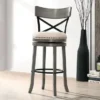 Transitional Light Gray 29" Swivel Barstool