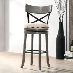 Transitional Light Gray 29" Swivel Barstool