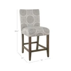 Homepop 24" Parsons Counter Stool - Gray Medallion - Grey -Elegance Barware add8708d 1a11 405b a2b2 81d4fd9b47ce
