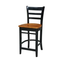 Emily Solid Wood Stool - Black - Counter Height -Elegance Barware add99b7b 4a98 4365 8c25 a8be4800ed27
