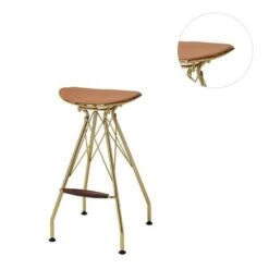 Set Of 2 Bar Stool With Faux Leather Cushion In Gold - Bar Height - 29-32 In. - Set Of 2 - Whiskey And Gold -Elegance Barware ade40e53 9577 4895 8230 0ba5840a2493