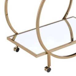 Metal Serving Cart With Tempered Glass Shelves And Tubular Angled Handles, Gold And Clear - Metal -Elegance Barware ae3fdf9d fbd4 45c4 b3d4 5455e4cc2dbd