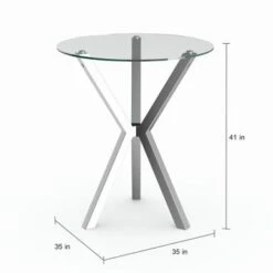 Coaster Furniture Denali Chrome Round Glass Top Bar Table - Silver -Elegance Barware aeb9d0de 67c9 4242 8f69 7e682766734c