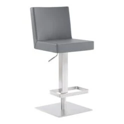 Strick & Bolton Callcott Contemporary Faux Leather And Metal Swivel Bar Stool - Grey And Brushed Stainless Steel -Elegance Barware b0c28e0d 6dff 4c9f a071 4153948ecde2