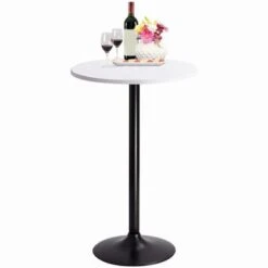 Homall Bistro Pub Table Round Bar Height Cocktail Table Metal Base MDF Top Obsidian Table With Black Leg 23.8inch Top - Walnut -Elegance Barware b15f6635 bef8 4305 a39b ba5fa71f0f58